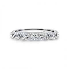 Geometric Moissanite-Pavé Band Ring in Sterling Silver – Mod - Front View - FITINY Jewelry