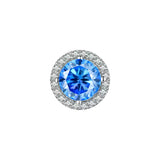 S925 Multicolor Moissanite Round Halo Stud Earrings with Threaded Needle, 8 Color Options, 0.1-3ct D-Grade VVS, Sterling Silver Jewelry for Men Women