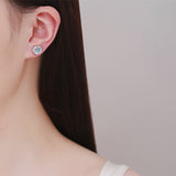S925 Magnetic Moissanite / CZ Round Halo Stud Earrings for Men Women, 1ct 6.5mm Round Cut, Inlaid Magnetic Earrings Non-Piercing Clip On Stud Earring - Fitiny
