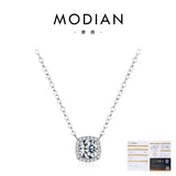 Geometric Moissanite Pendant Necklace in Sterling Silver – D - Front View - FITINY Jewelry
