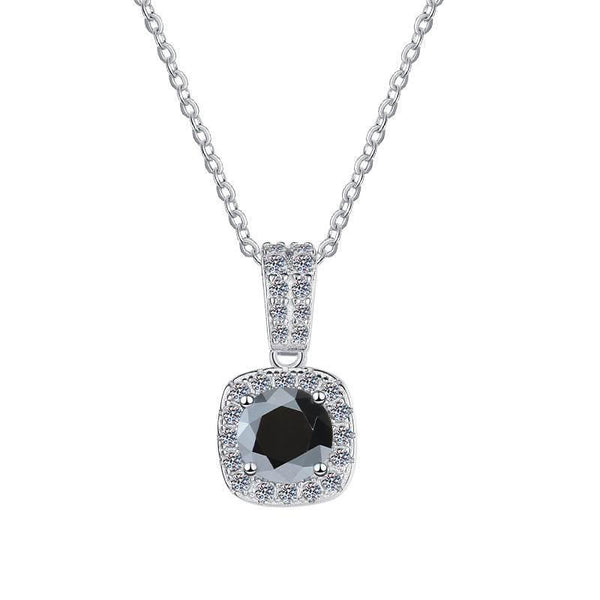 S925 Colorful Moissanite Pendant Necklace with Pavé-Set Halo & Hoop, 1ct D-Grade VVS1 Moissanite in 12 Dazzling Colors with GAR Certification, Sterling Silver Necklace - FITINY Jewelry