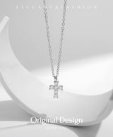 FITINY S925 Sterling Silver Moissanite Cross Pendant Necklace for Women - Trendy Layered Style