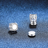 S925 Magnetic Moissanite / CZ Stud Earrings for Men Women, 1ct 6.5mm 4-Prong Round Cut, Inlaid Magnetic Earrings Non-Piercing Clip On Stud Earring