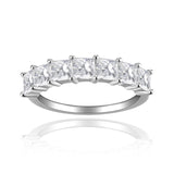 Princess-Cut Moissanite Ring in Sterling Silver – Elegant Ev - Front View - FITINY Jewelry