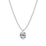 Oval Moissanite Solitaire Pendant Necklace in Sterling Silve - Front View - FITINY Jewelry