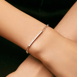 Geometric Moissanite Accent Bracelet in Sterling Silver - Side View - FITINY