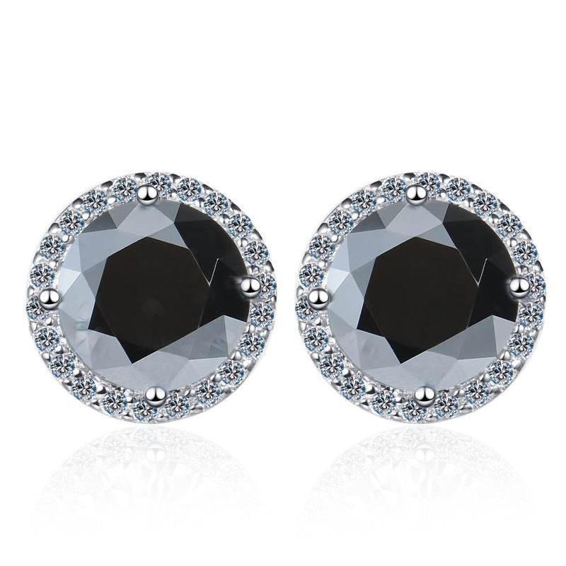 S925 Multicolor Moissanite Halo Stud Earrings, Sterling Silver 10 Color Round-Cut Certificated Moissanite Jewelry for Men & Women, Simple & Stylish Gift for Wedding, Birthday, Anniversary - FITINY Jewelry