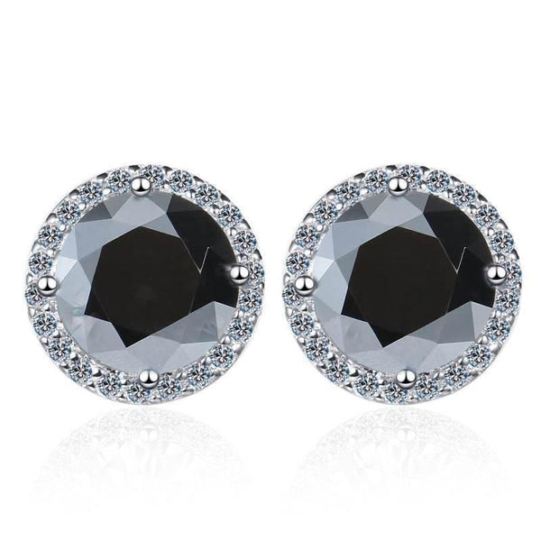 S925 Multicolor Moissanite Halo Stud Earrings, Sterling Silver 10 Color Round-Cut Certificated Moissanite Jewelry for Men & Women, Simple & Stylish Gift for Wedding, Birthday, Anniversary - FITINY Jewelry