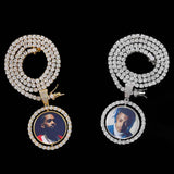 Rotating Double-Sided Circular Photo Pendant Necklace with M - Front View - FITINY Jewelry