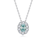 Paraba Blue Oval Moissanite Pendant Necklace in Sterling Sil - Front View - FITINY Jewelry