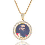 Rotating Double-Sided Circular Photo Pendant Necklace with M - Front View - FITINY Jewelry