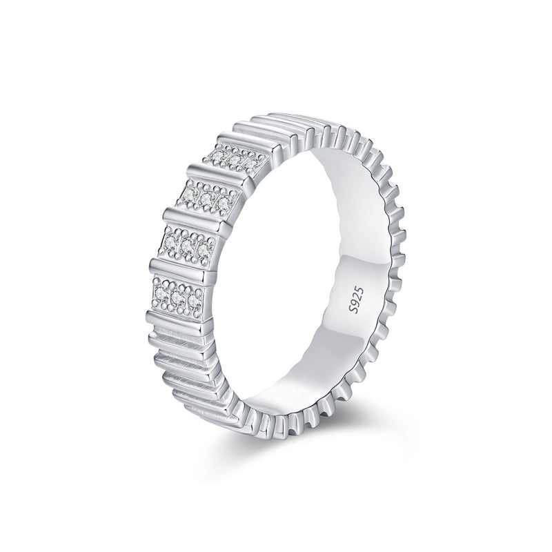 Stackable Moissanite-Embellished Sterling Silver Ring for Wo - Front View - FITINY Jewelry
