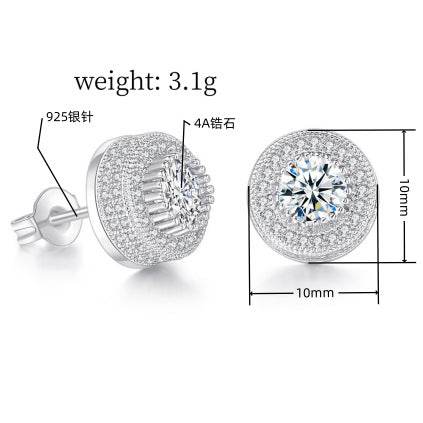 Iced Out CZ 18k Dazzling Stud Earrings, S925 Silver Post, 4 Style Options, Hip Hop Hypoallergenic 4A Cubic Zirconia Bling Studs for Men and Women - FITINY Jewelry