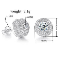 Iced Out CZ 18k Dazzling Stud Earrings, S925 Silver Post, 4 Style Options, Hip Hop Hypoallergenic 4A Cubic Zirconia Bling Studs for Men and Women - FITINY Jewelry