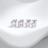 Round Moissanite Stud Earrings in Sterling Silver – Modern G - Detail View - FITINY Jewelry