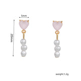 16 Pairs Pink Heart Stud Hoop Huggies Drop Earrings Set, 18K Gold Plated Stacking CZ & Pearl Designs, Planet Snowflake Moon Star