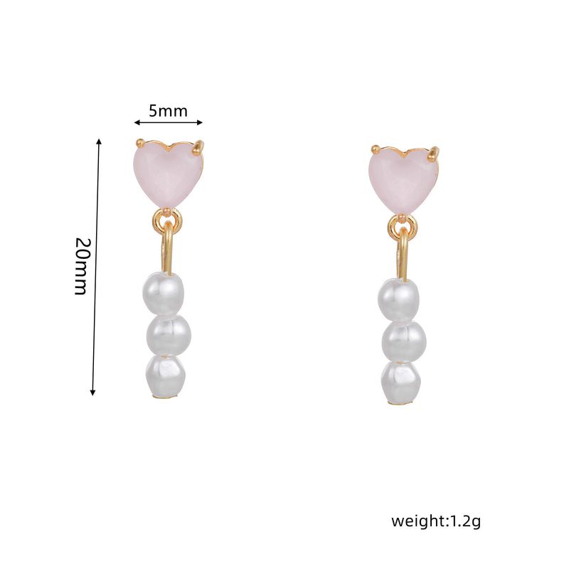 16 Pairs Pink Heart Stud Hoop Huggies Drop Earrings Set, 18K Gold Plated Stacking CZ & Pearl Designs, Planet Snowflake Moon Star