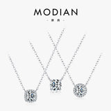 Geometric Moissanite Pendant Necklace in Sterling Silver – D - Side View - FITINY