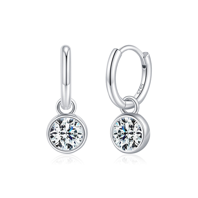 Round Moissanite Bubble Pendant Earrings in Sterling Silver  - Front View - FITINY Jewelry
