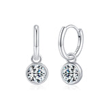 Round Moissanite Bubble Pendant Earrings in Sterling Silver  - Front View - FITINY Jewelry