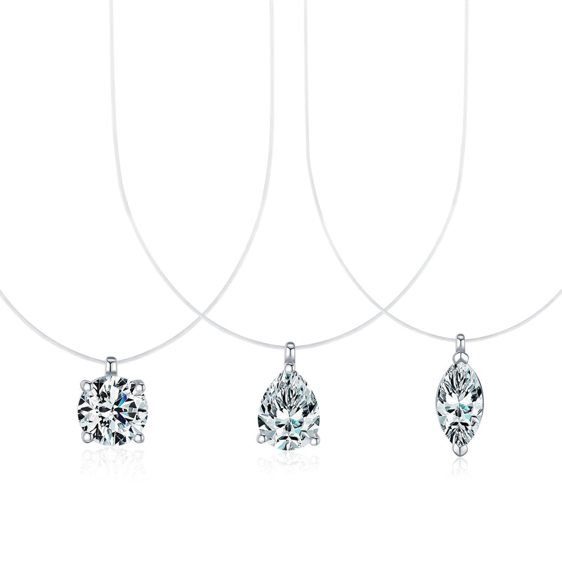 Geometric Waterdrop Moissanite Pendant Necklace in Sterling  - Front View - FITINY Jewelry
