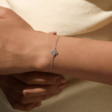 Floral梅花-Inspired Sterling Silver Bracelet with Moissanite A - Side View - FITINY