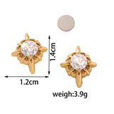Multicolor Stainless Steel Magnetic 4-Pointed Star CZ Stud Earrings for Men Women, Round Cubic Zirconia Inlaid Magnetic Earrings Non-Piercing Clip On Stud Earring - Fitiny