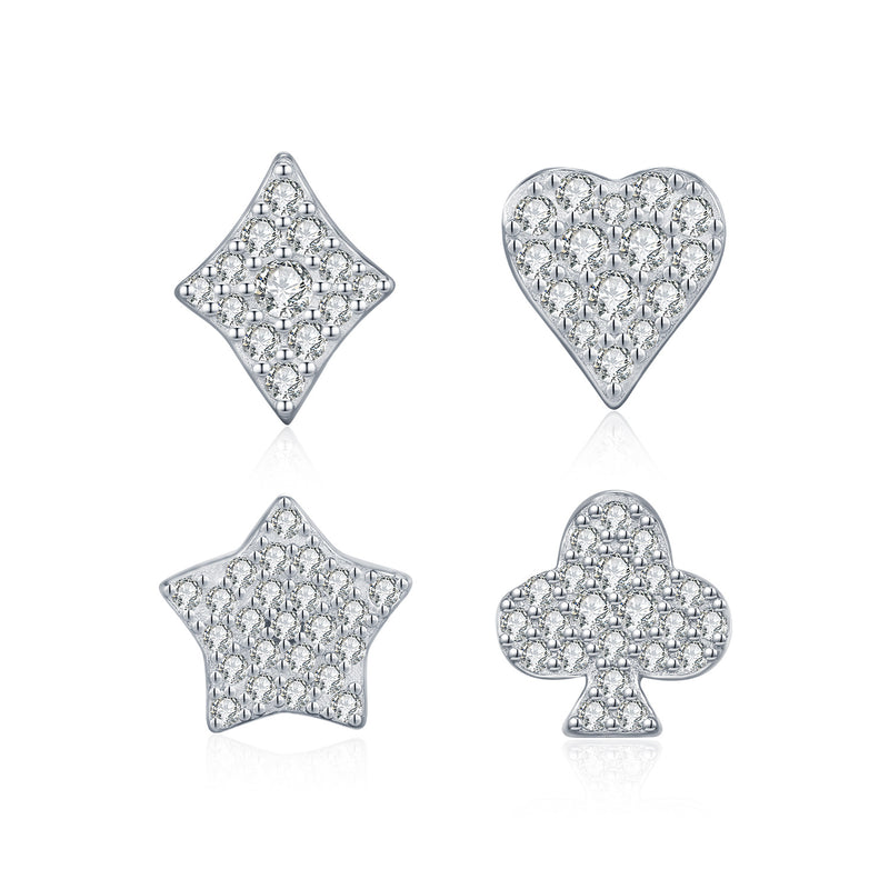 Sterling Silver Moissanite Stud Earrings with Floral, Diamon - Front View - FITINY Jewelry