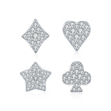 Sterling Silver Moissanite Stud Earrings with Floral, Diamon - Front View - FITINY Jewelry