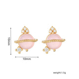 16 Pairs Pink Heart Stud Hoop Huggies Drop Earrings Set, 18K Gold Plated Stacking CZ & Pearl Designs, Planet Snowflake Moon Star
