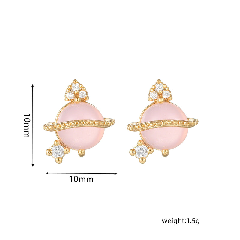 16 Pairs Pink Heart Stud Hoop Huggies Drop Earrings Set, 18K Gold Plated Stacking CZ & Pearl Designs, Planet Snowflake Moon Star
