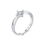 Geometric Square Moissanite Ring in Sterling Silver for Wome - Front View - FITINY Jewelry