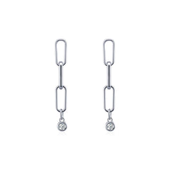 Geometric Chain Drop Earrings with Moissanite Stone in Sterl - Front View - FITINY Jewelry