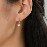 Geometric Round Moissanite Stud Earrings in Sterling Silver - Side View - FITINY
