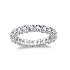 Moissanite Solitaire Ring in Sterling Silver with White Gold - Front View - FITINY Jewelry
