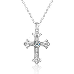 S925 Sterling Silver Moissanite Cross Necklace for Men and Women – Delicate Cross Pendant Elegant Collarbone Chain - FITINY Jewelry
