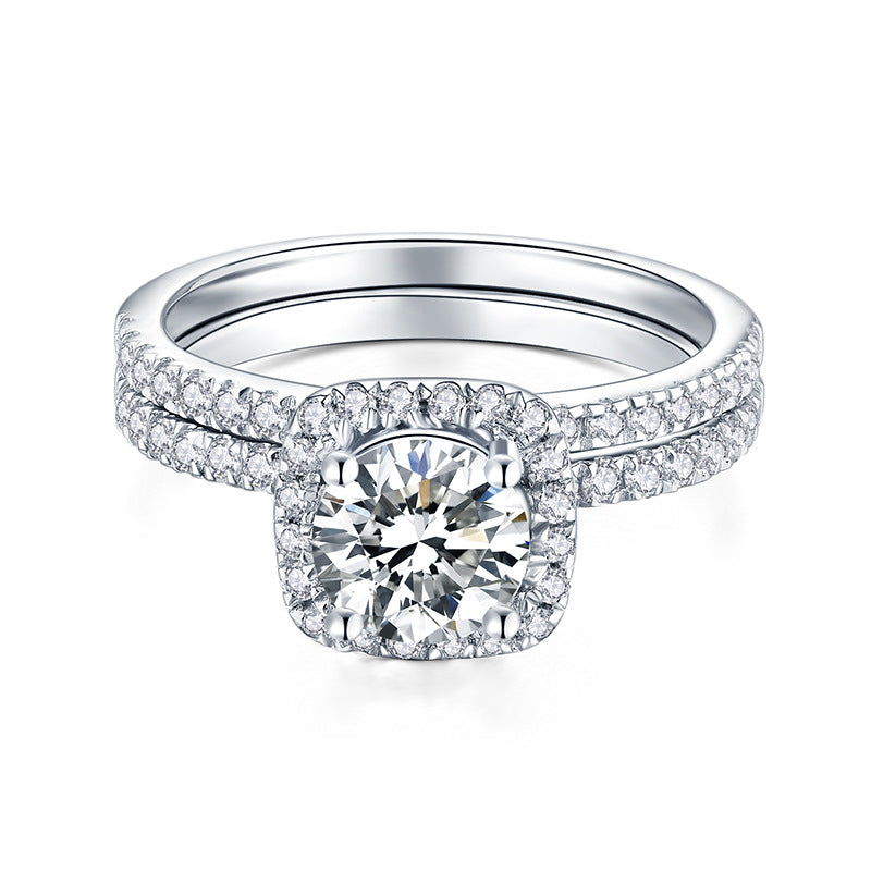 Side profile showing double-layer geometric band and 18K gold plating detail