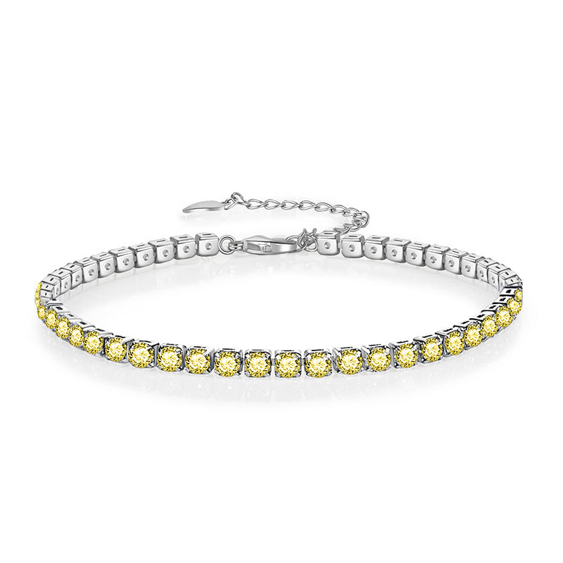 Multicolor CZ Iced Out Adjustable Tennis Bracelet, 3mm 5A Cubic Zirconia