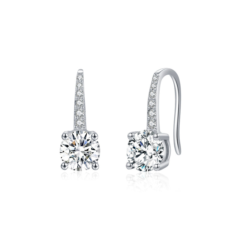 Round Moissanite Stud Earrings in Sterling Silver – Elegant  - Front View - FITINY Jewelry