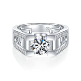 Front view of FITINY moissanite solitaire ring on white background