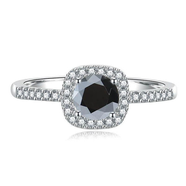 S925 Multicolor Moissanite Cushion Halo Adjustable Rings with Pavé-Set Band & Square Accents, 0.5ct-2ct D-Grade VVS Certificate, 12 Vibrant Colors, Sterling Silver Jewelry - FITINY Jewelry