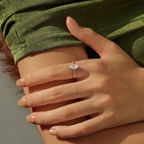 Marquise-Cut Moissanite Ring in Sterling Silver – Elegant Lu - Side View - FITINY