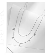 Geometric Double-Layer Drop Pendant Necklace in Sterling Silver with Moissanite