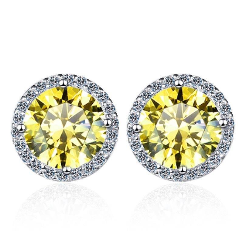 S925 Multicolor Moissanite Halo Stud Earrings, Sterling Silver 10 Color Round-Cut Certificated Moissanite Jewelry for Men & Women, Simple & Stylish Gift for Wedding, Birthday, Anniversary - FITINY Jewelry