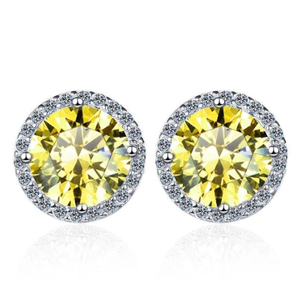 S925 Multicolor Moissanite Halo Stud Earrings, Sterling Silver 10 Color Round-Cut Certificated Moissanite Jewelry for Men & Women, Simple & Stylish Gift for Wedding, Birthday, Anniversary - FITINY Jewelry