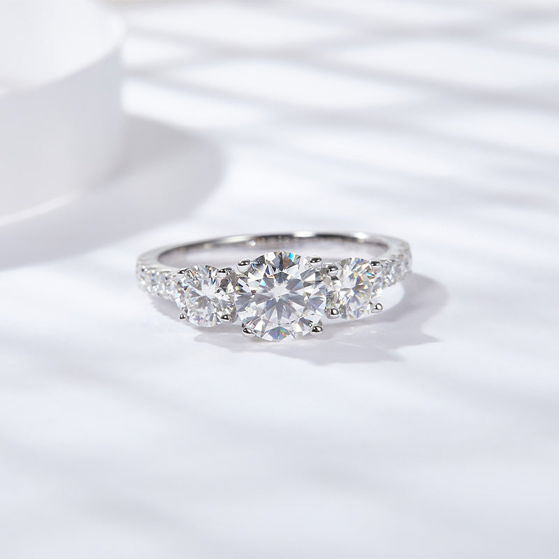 Geometric Full Moissanite Ring in 18K Gold-Plated Sterling S - Front View - FITINY Jewelry