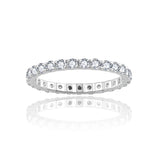 Stackable Moissanite Circle Ring – 2mm Thin Gold-Plated Ster - Front View - FITINY Jewelry