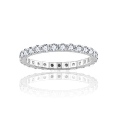 Stackable Moissanite Circle Ring – 2mm Thin Gold-Plated Ster - Front View - FITINY Jewelry