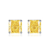 Multicolor Ice Flower Cut Square CZ Stud Earrings, 7*7mm 5A Cubic Zirconia, Dainty Luxe