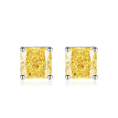Multicolor Ice Flower Cut Square CZ Stud Earrings, 7*7mm 5A Cubic Zirconia, Dainty Luxe - FITINY Jewelry